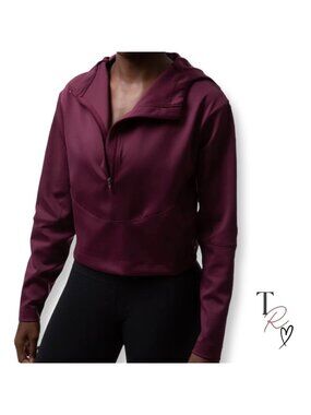 Born Primitive NWOT Convertible Pullover Cropped Hoodie Sangria Red Size Small